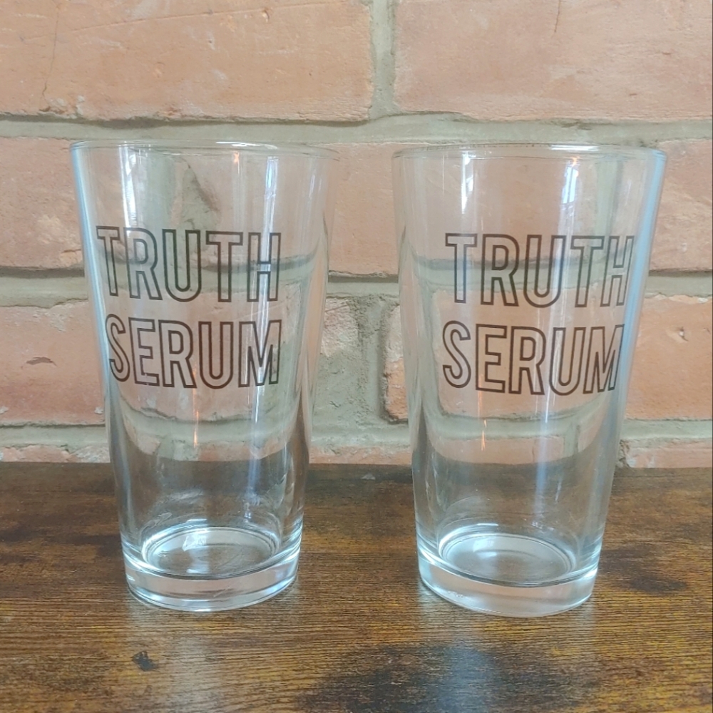 Two Truth Serum Beer Pint Glasses